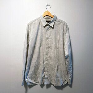 Banana Republic Slim Fit Light Gray White Striped Button Down Shirt L
